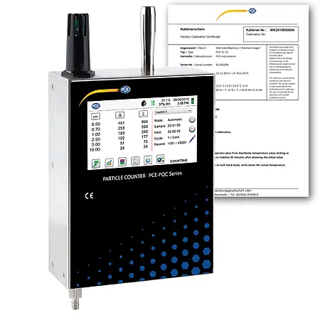 Contador de partículas PCE-PQC 32EU incl. certificado de calibración