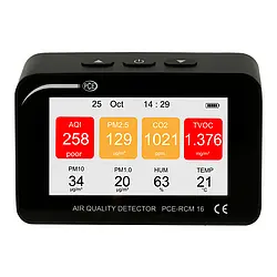 Medidor de calidad del aire PCE-RCM 16 - Parámetros de medición en pantalla