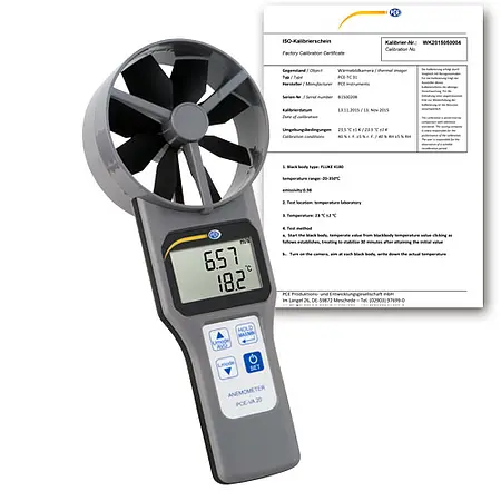 Medidor de caudal PCE-VA 20-ICA incl. certificado de calibración ISO