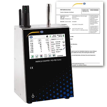 Medidor de partículas incl. certificado de calibración