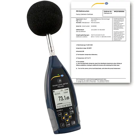 Medidor de sonido incl. certificado de calibración ISO