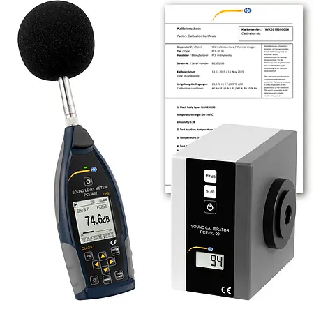 Medidor de sonido incl. certificado de calibración ISO