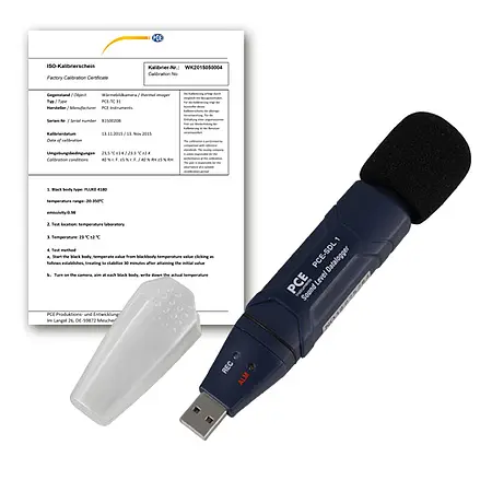 Medidor de sonido USB incl. certificado de calibración ISO