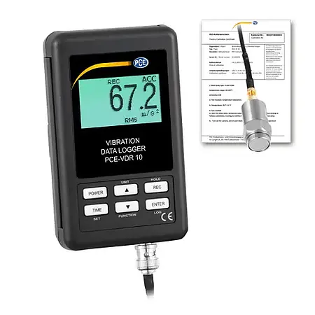 Registrador de datos para vibraciones incl. certificado de calibración ISO