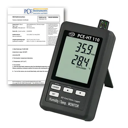 Registrador de datos incl. certificado de calibración ISO