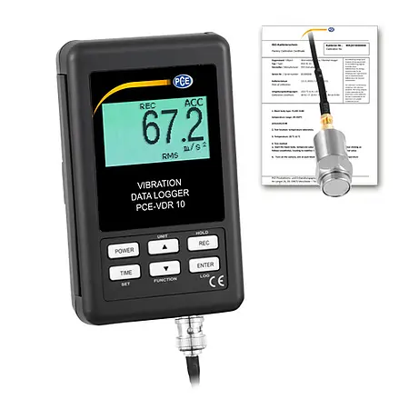 Registrador de datos para vibraciones incl. certificado de calibración ISO