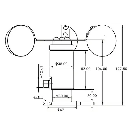 Esquema del sensor de viento PCE-FST-200-201-U