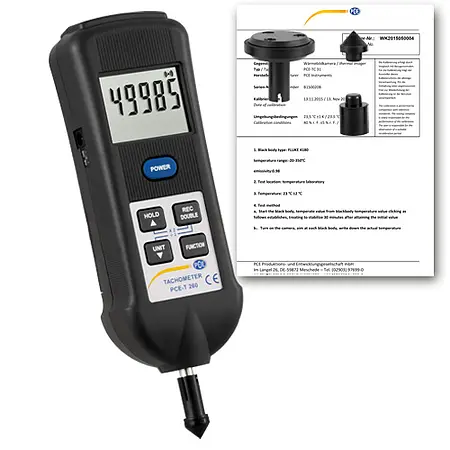 Tacómetro PCE-T 260-ICA incl. certificado calibración ISO