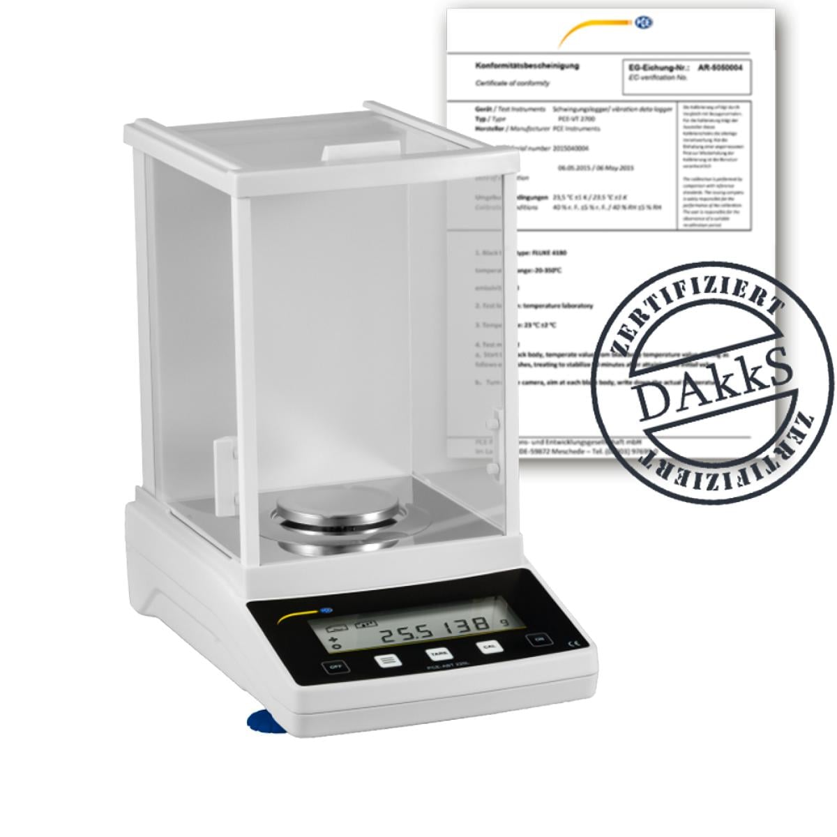 Balanza industrial PCE-ABT 220L-DAkkS incl. certificado de calibración DAkkS 