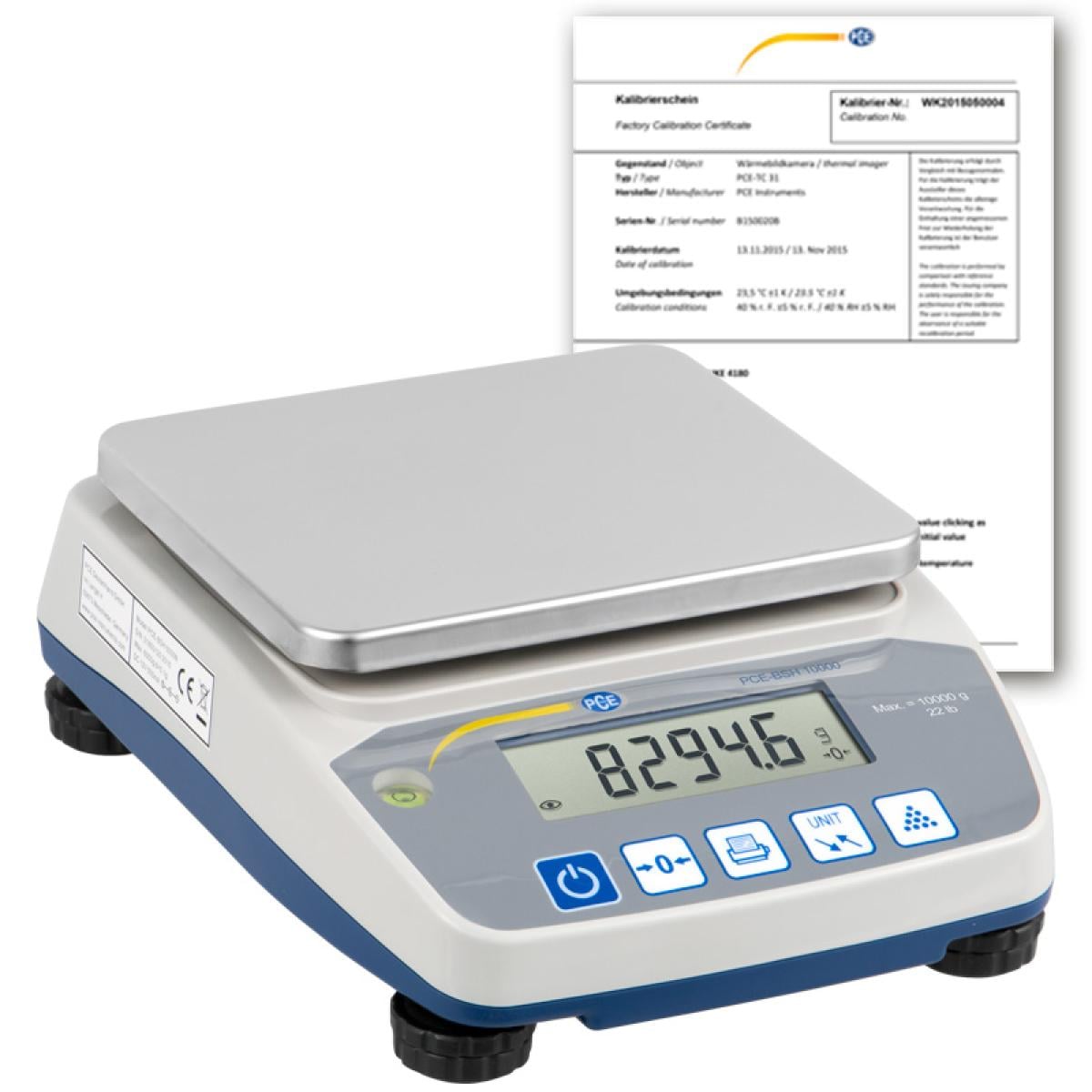 Balanza de cocina PCE-BSH 10000-ICA incl. certificado de calibración ISO 