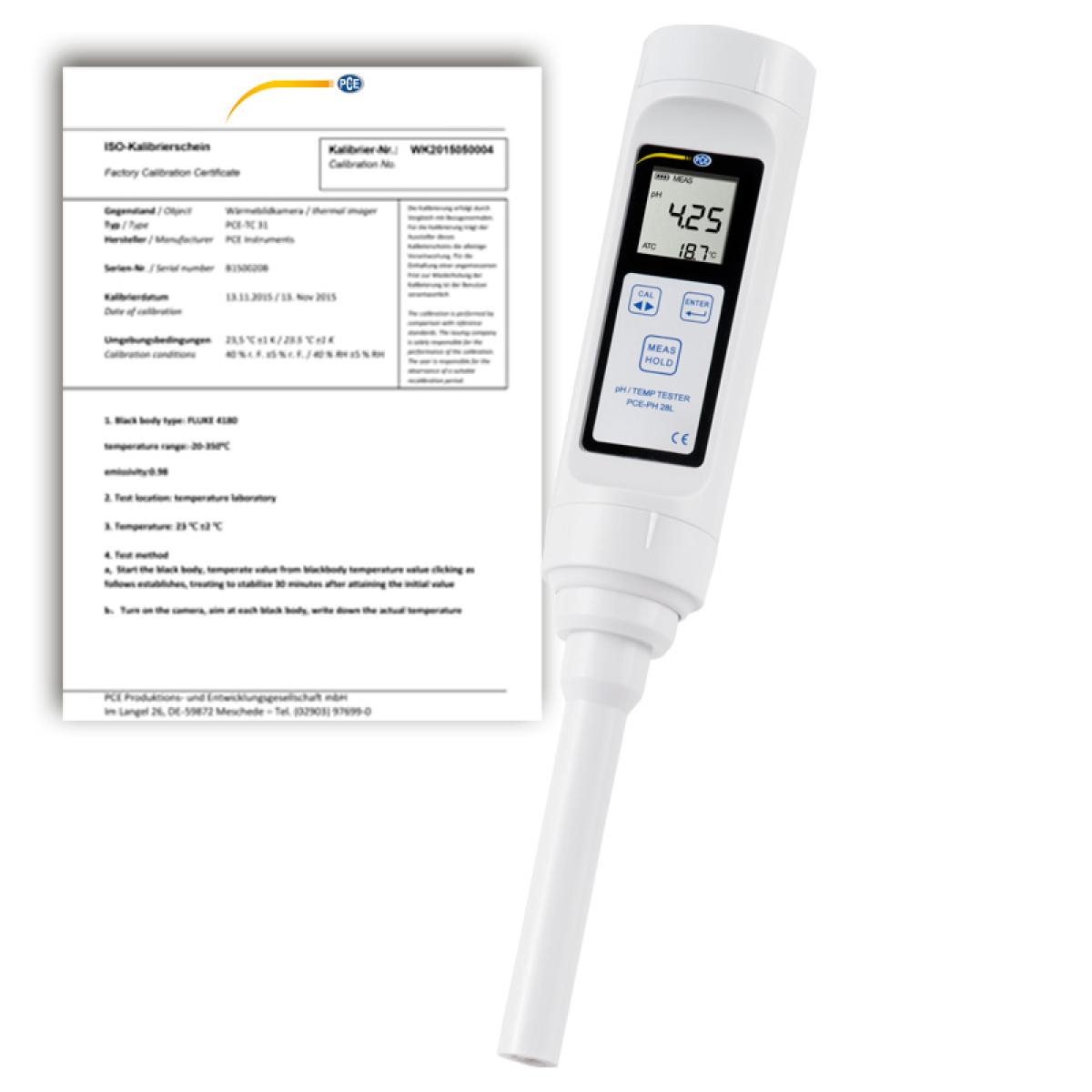pH-metro PCE-PH 28L-ICA incl. certificado de calibración ISO 