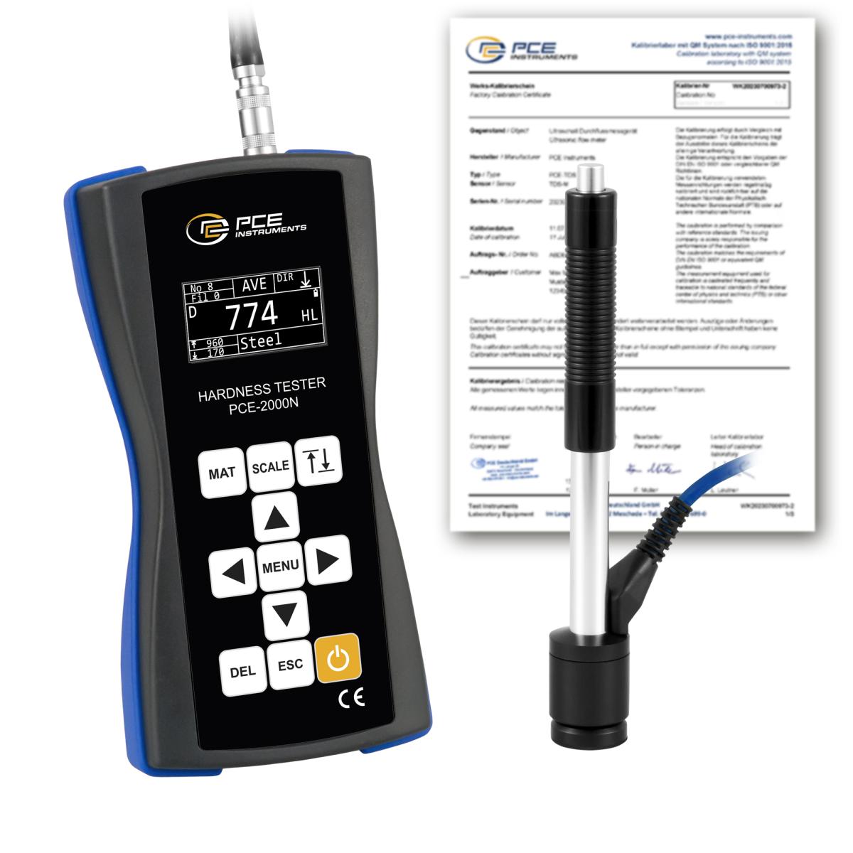 Impactómetro PCE-2000N-ICA incl. certificado calibración ISO 