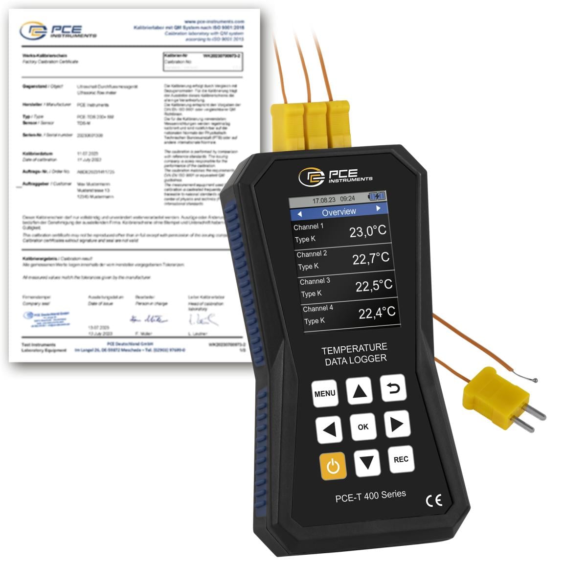 Termómetro PCE-T 420-ICA incl. certificado de calibración ISO 