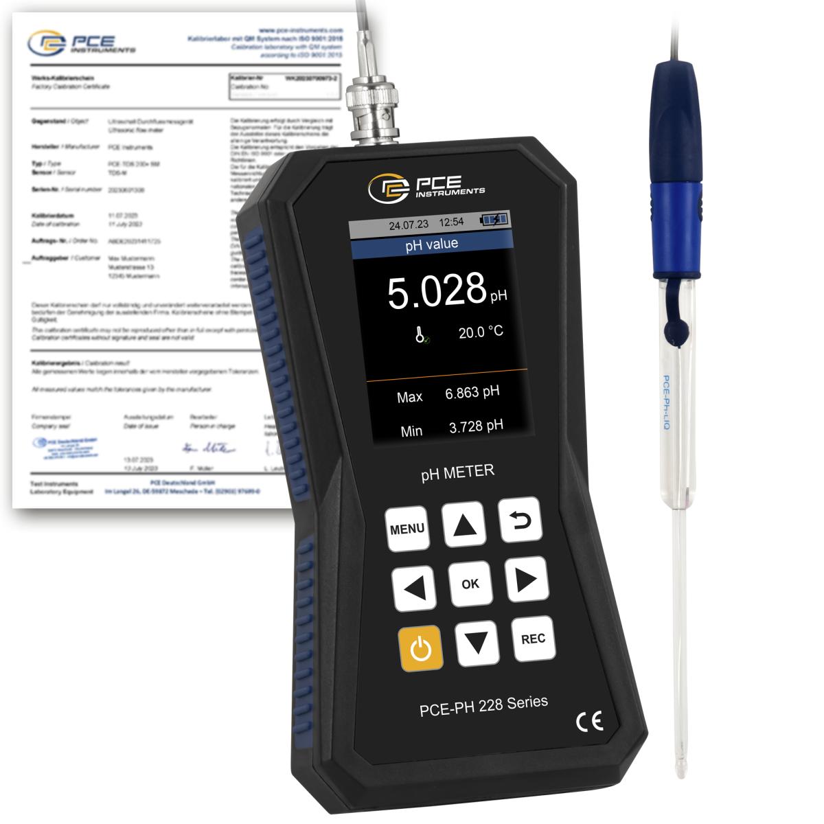Medidor de agua PCE-PH 228LIQ-ICA incl. certificado calibración ISO 