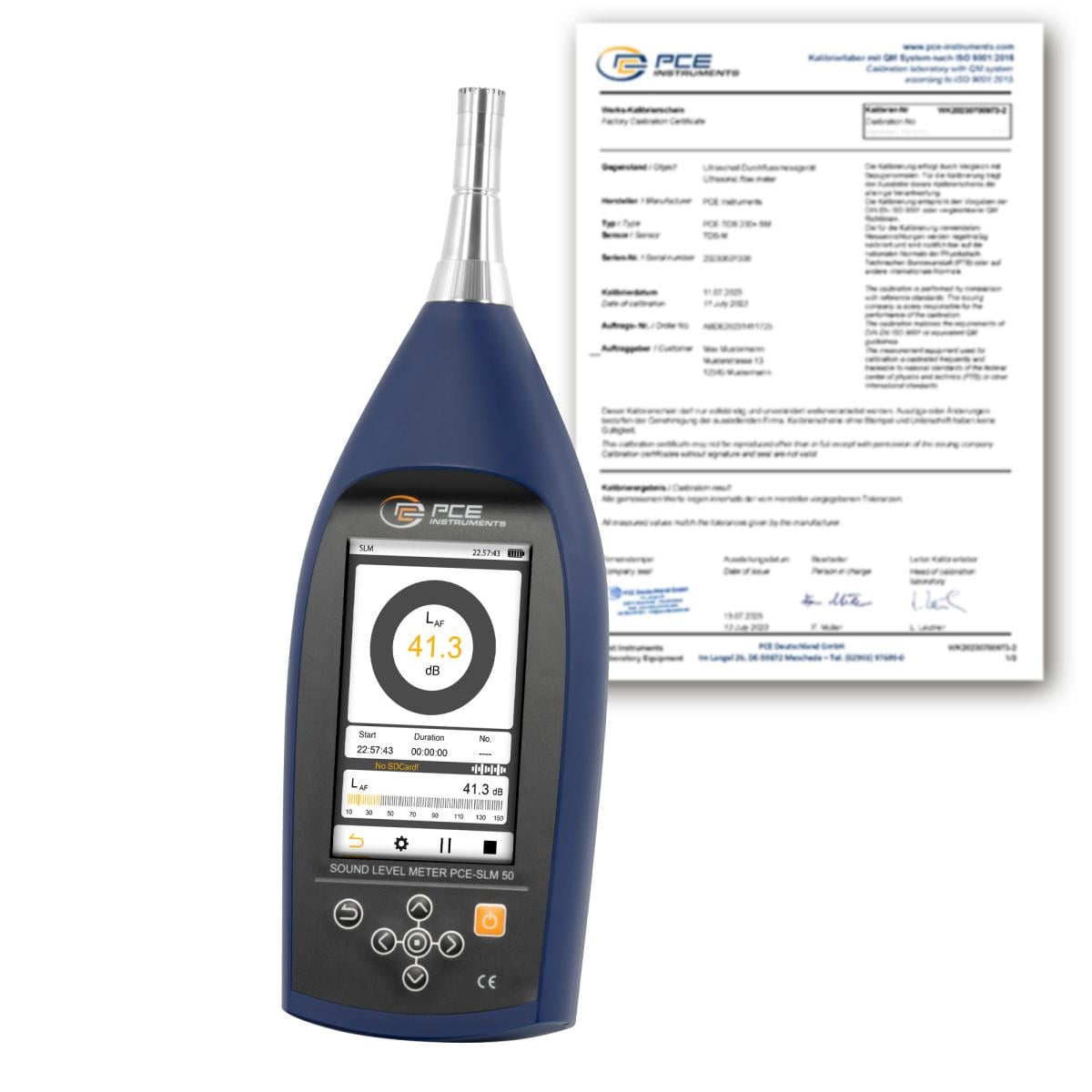 Medidor para prevención de riesgos laborables PCE-SLM 50-ICA incl. certificado calibración ISO 