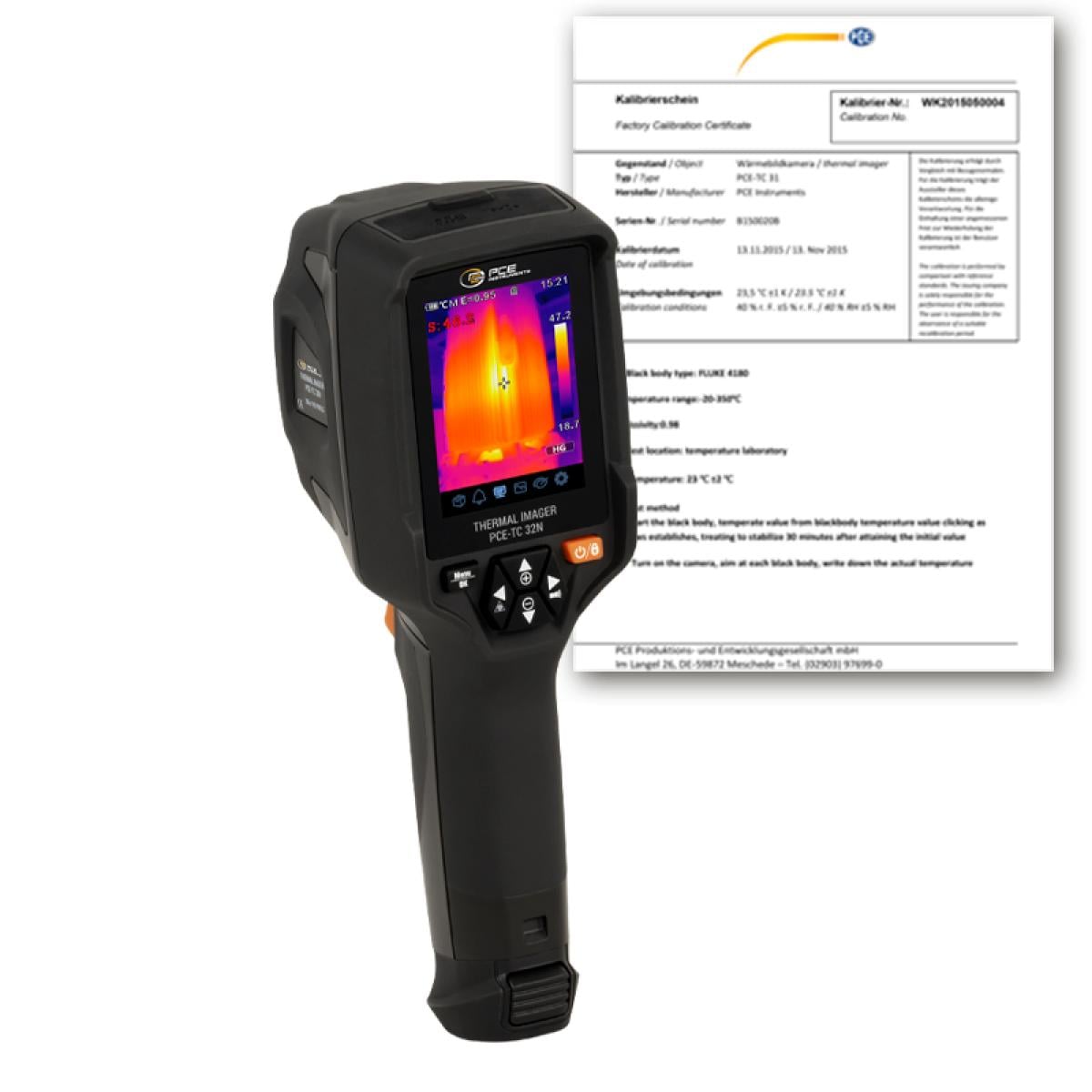 Cámara termográfica PCE-TC 32N-ICA incl. certificado de calibración ISO 