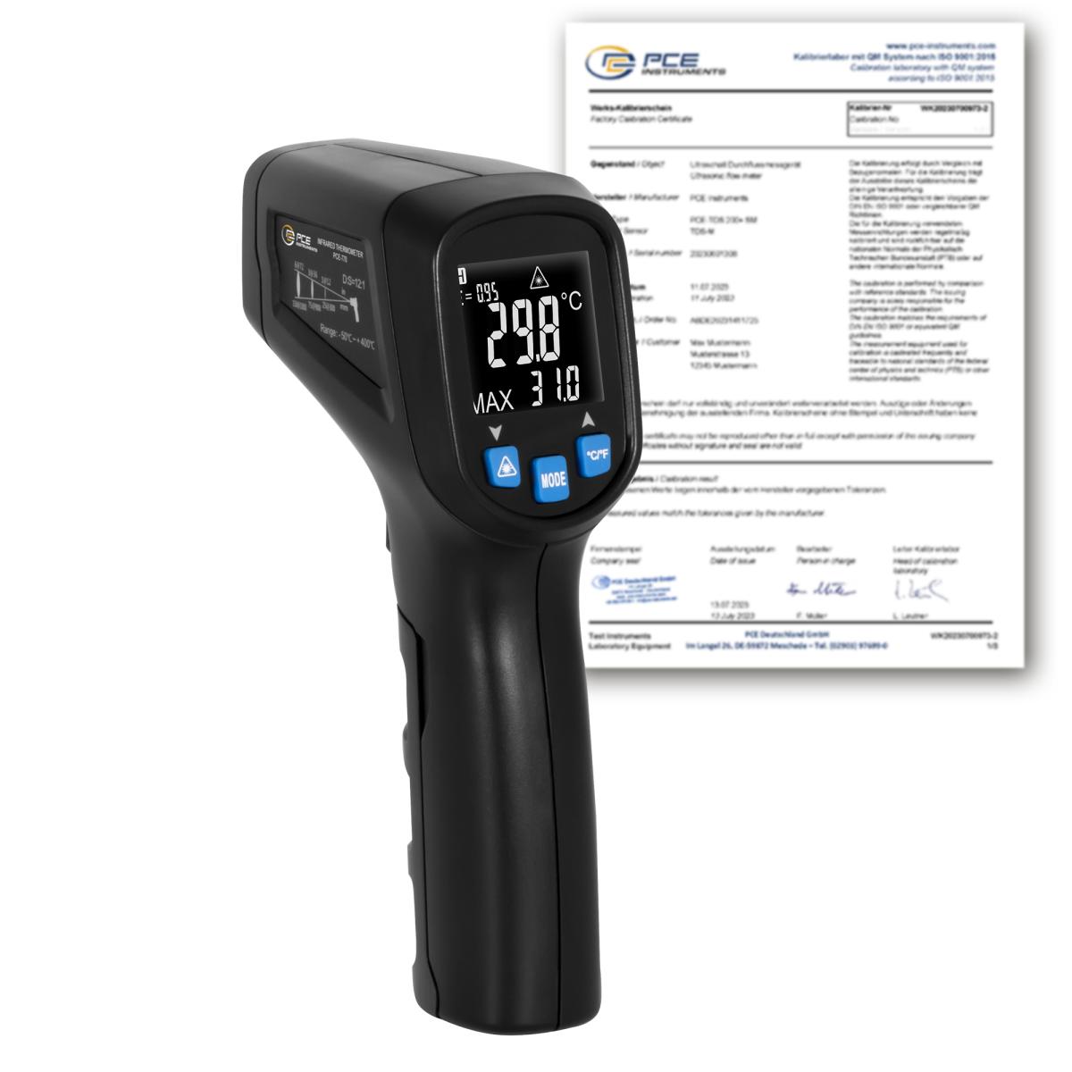 Medidor laser temp. PCE-770-ICA incl. certificado de calibración ISO 