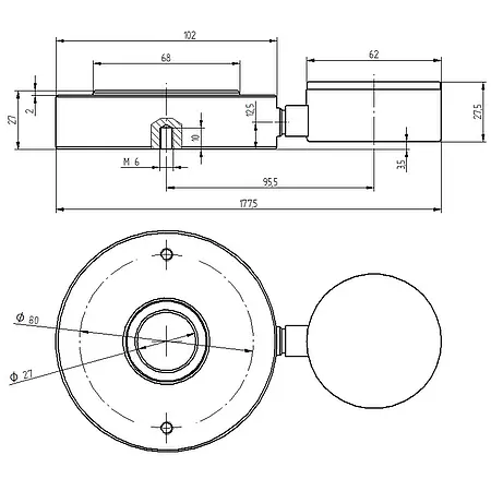 Force Gage PCE-HFG 1K-ICA Incl. ISO Calibration Certificate technical drawing