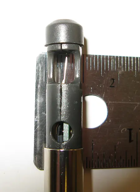 Probe close-up in mm scale