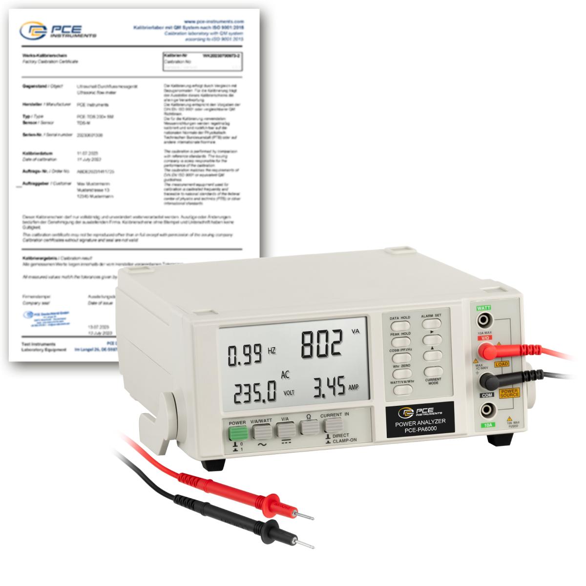 1-Phase-Power Meter PCE-PA6000-ICA incl. ISO Calibration Certificate 