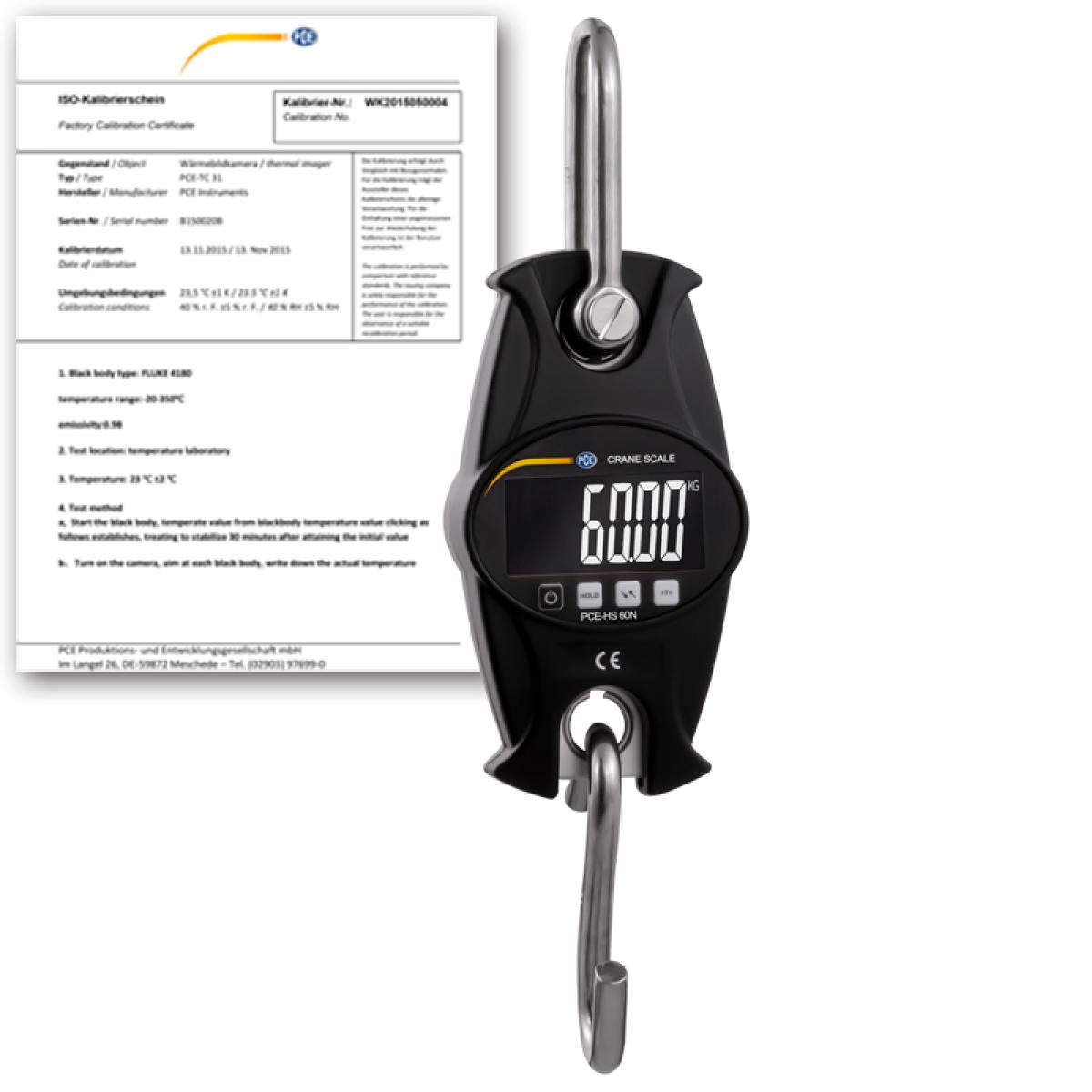 Hanging Scales PCE-HS 60N-ICA incl. ISO Calibration Certificate 