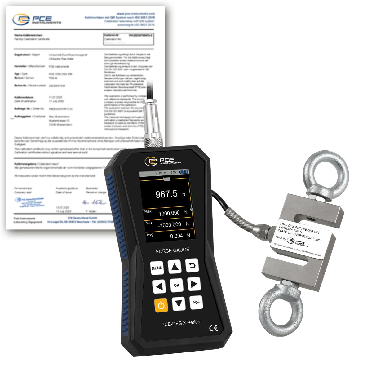 Tensile Tester PCE-DFG 1K X-ICA incl. ISO-Calibration Certificate 