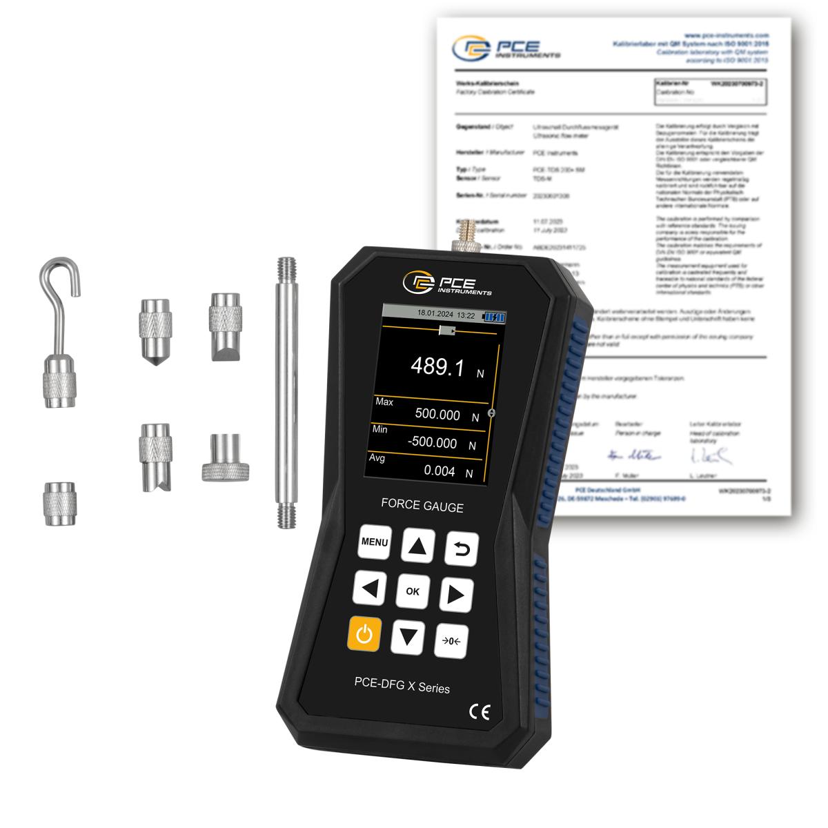 Tensile Tester PCE-DFG 500 X-ICA incl. ISO-Calibration Certificate 