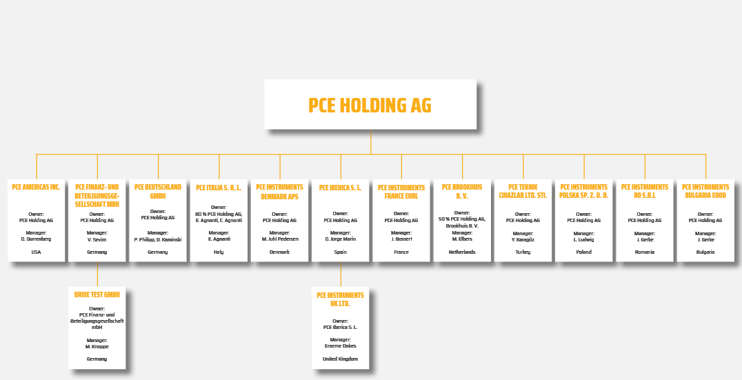 Organigramme de PCE Holding GmbH
