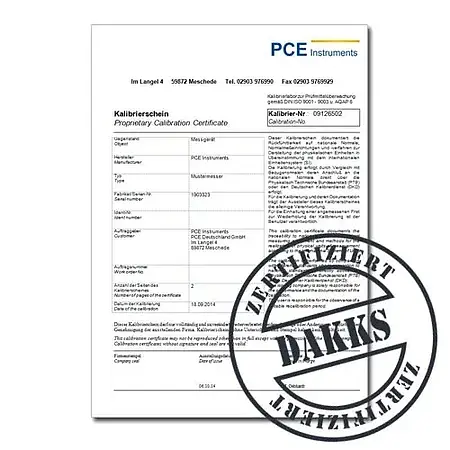 Certificat d'étalonnage DAkkS pour sonomètres