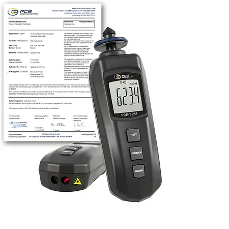 Compte-tours avec certificat d'étalonnage ISO