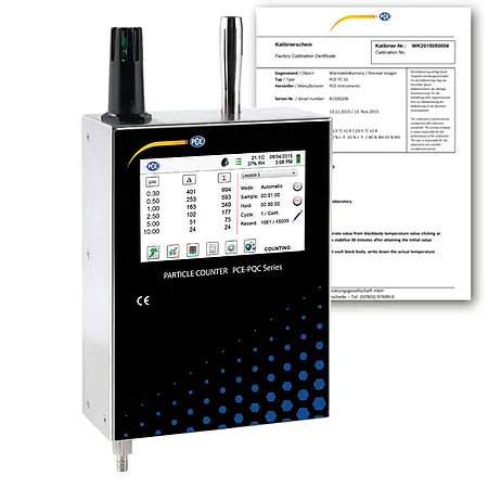 Compteur de particules PCE-PQC 32EU avec certificat d'étalonnage