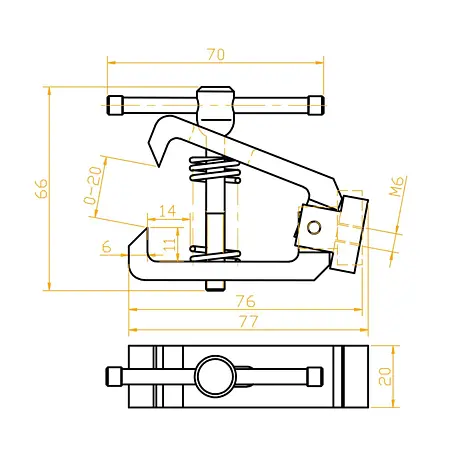 Pince pour tests de traction Dessin Technique