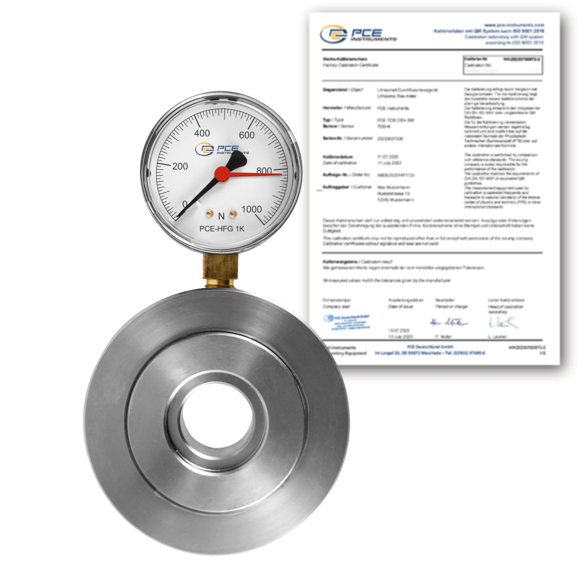 Cellule de charge hydraulique PCE-HFG 1K-ICA avec certificat d'étalonnage ISO 