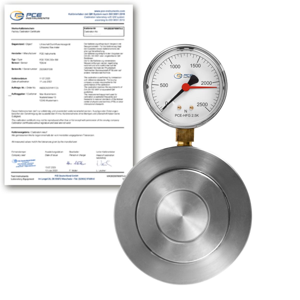 Cellule de charge hydraulique PCE-HFG 2.5K-ICA avec certificat d'étalonnage ISO 