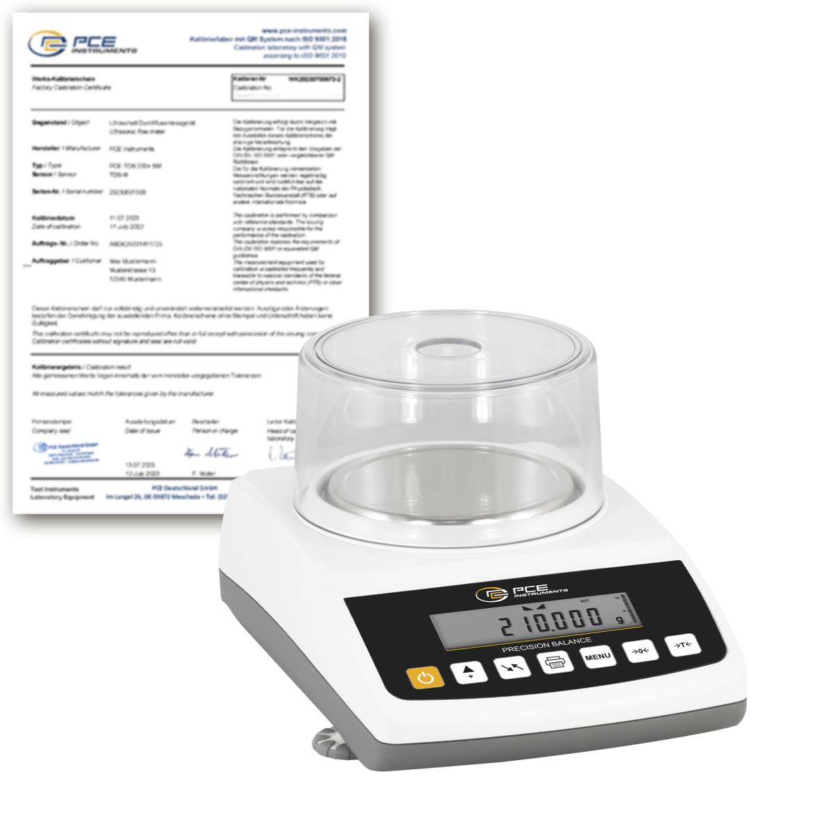 Balance compacte PCE-BT 200-ICA avec certificat d'étalonnage ISO 