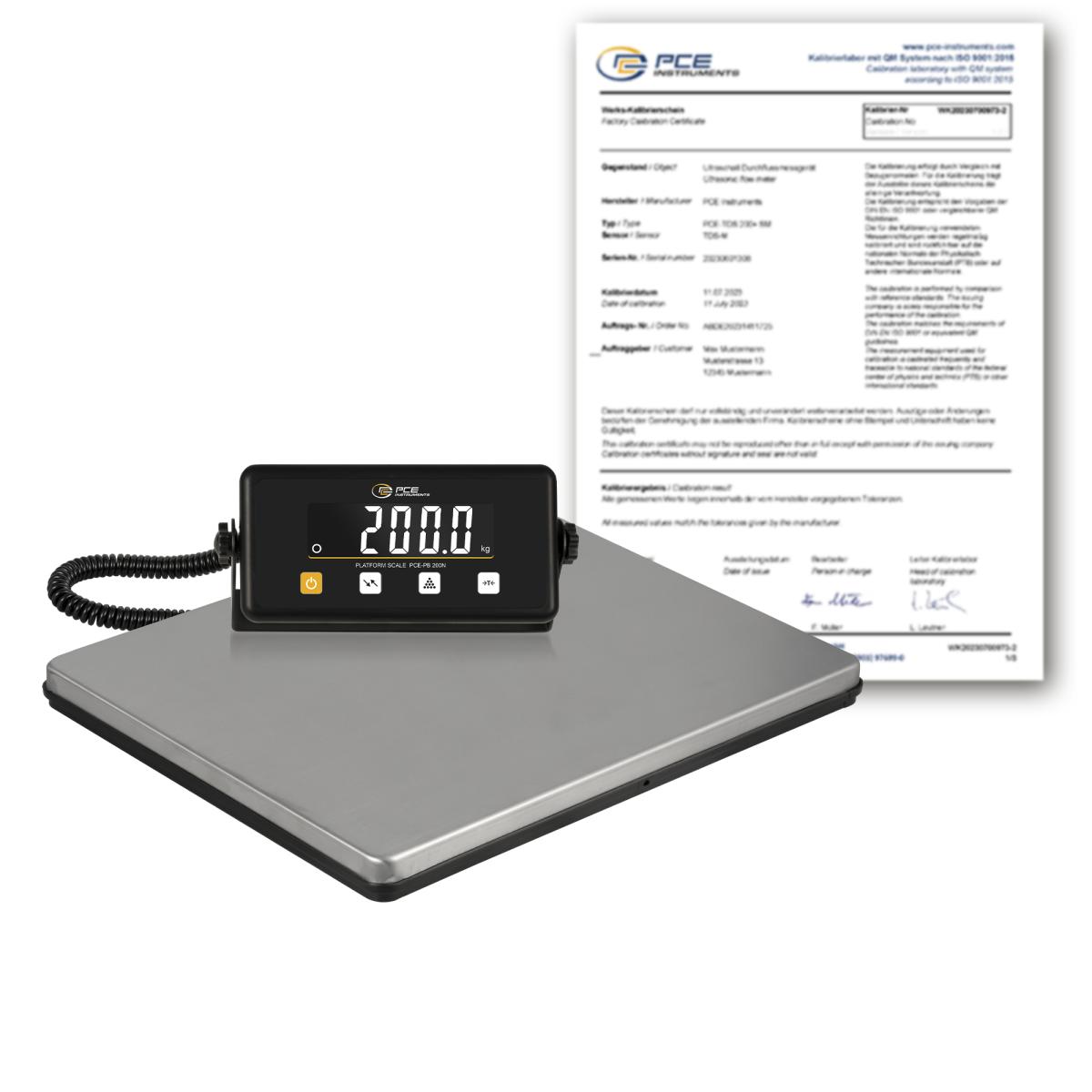 Balance de table PCE-PB 200N-ICA avec certificat d'étalonnage ISO 