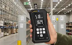 Climate monitoring using a hygrometer in a warehouse.