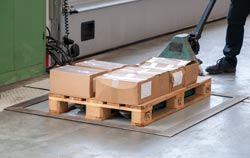 Pallet scale at an application in shipping control.