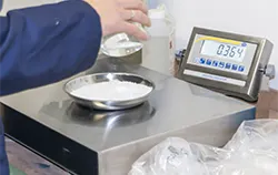 Platform scales Application in sample weighing.