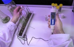Medidor de pH aplicación en laboratorio de planta