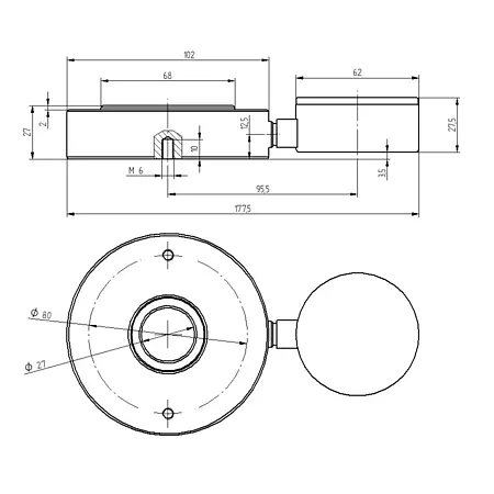 Tension Dynamometer / Tension Load Cell Technical drawing