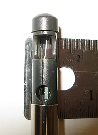 Probe close-up in mm scale