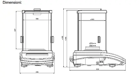 Dimensioni Bilancia analitica AS.M