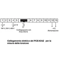 Collegamenti elettrici dell'amperometro per la misura della tensione