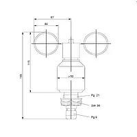 Dimensioni del sensore per vento