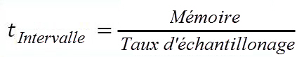 Formule du temps d'intervalle entre deux échantillonnages