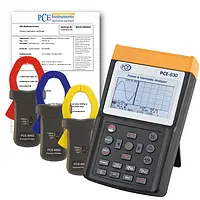 Medidor de potencia y armónicos PCE-830-2-ICA incl. certificado ISO 
