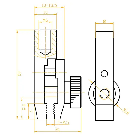 Pinza de sujeción para ensayos de tracción Dibujo técnico