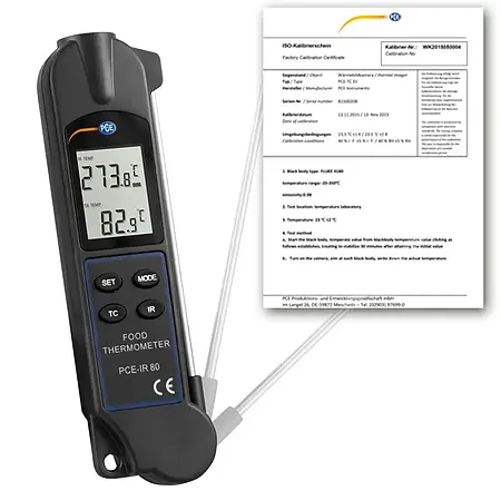 Termómetro infrarrojo incl. certificado de calibración ISO