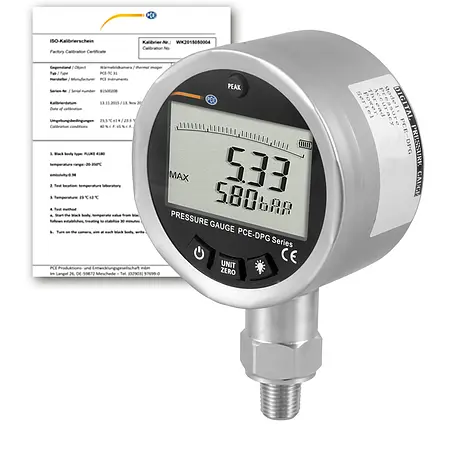 Manometer PCE-DPG 6-ICA inkl. ISO-Kalibrierzertifikat